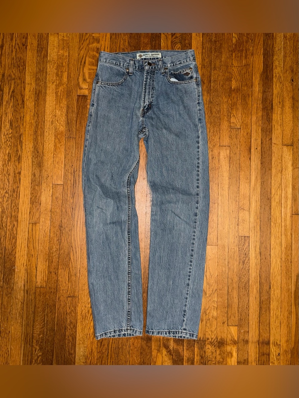 Vintage Women’s Harley-Davidson Light Blue Straight Leg Jeans 2